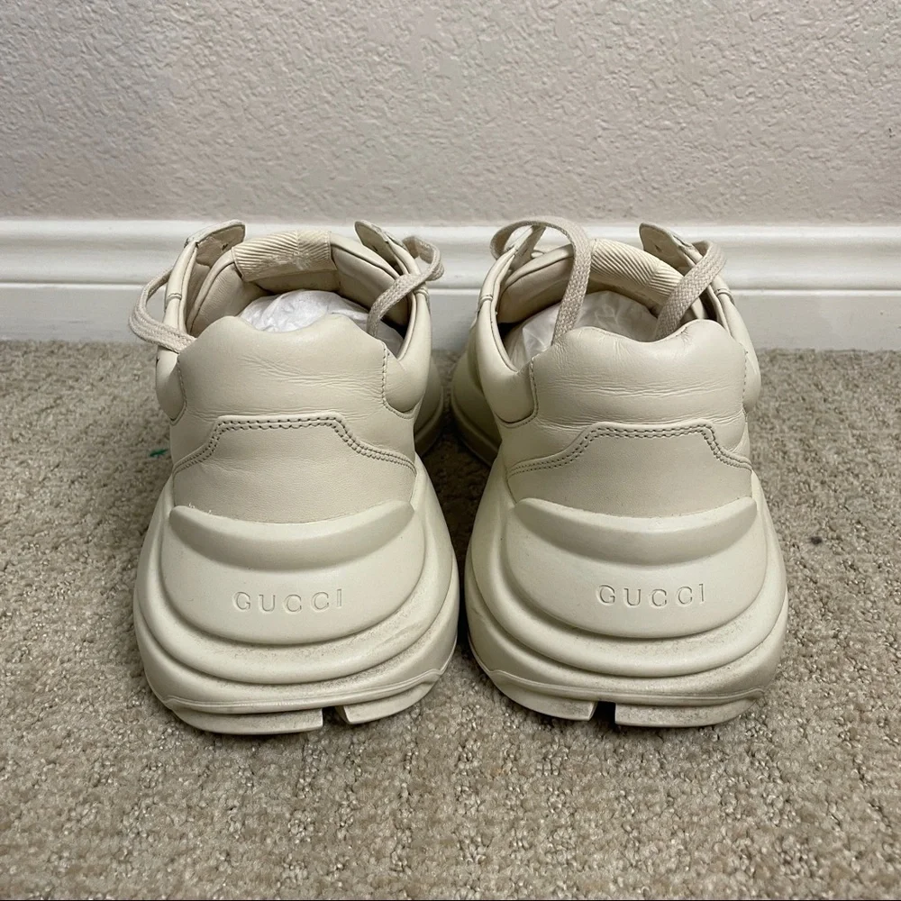 Gucci Men's Rhyton Gucci Logo Leather Sneaker Size 9.5